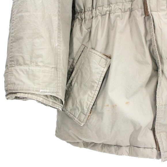 Brooks Brothers Tan Down Filled Insulated Zip-Up Coat Large Cinched Waist Jacket - Picture 3 of 7